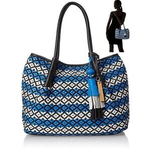 Vince Camuto Harlo Leather Geometric Woven Travel Tote Bag